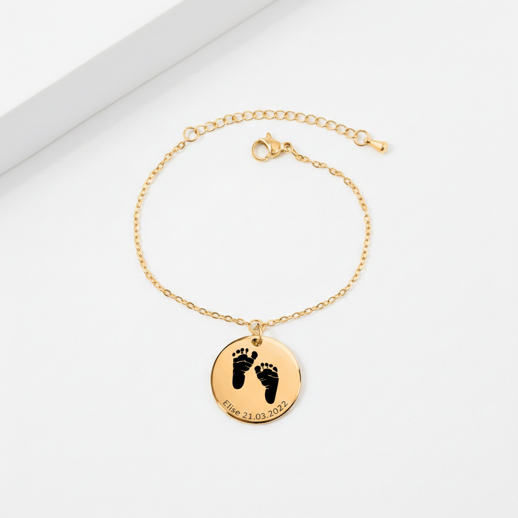 Armband mit Babyschritt Abdruck– erster Schritt deines Babys
