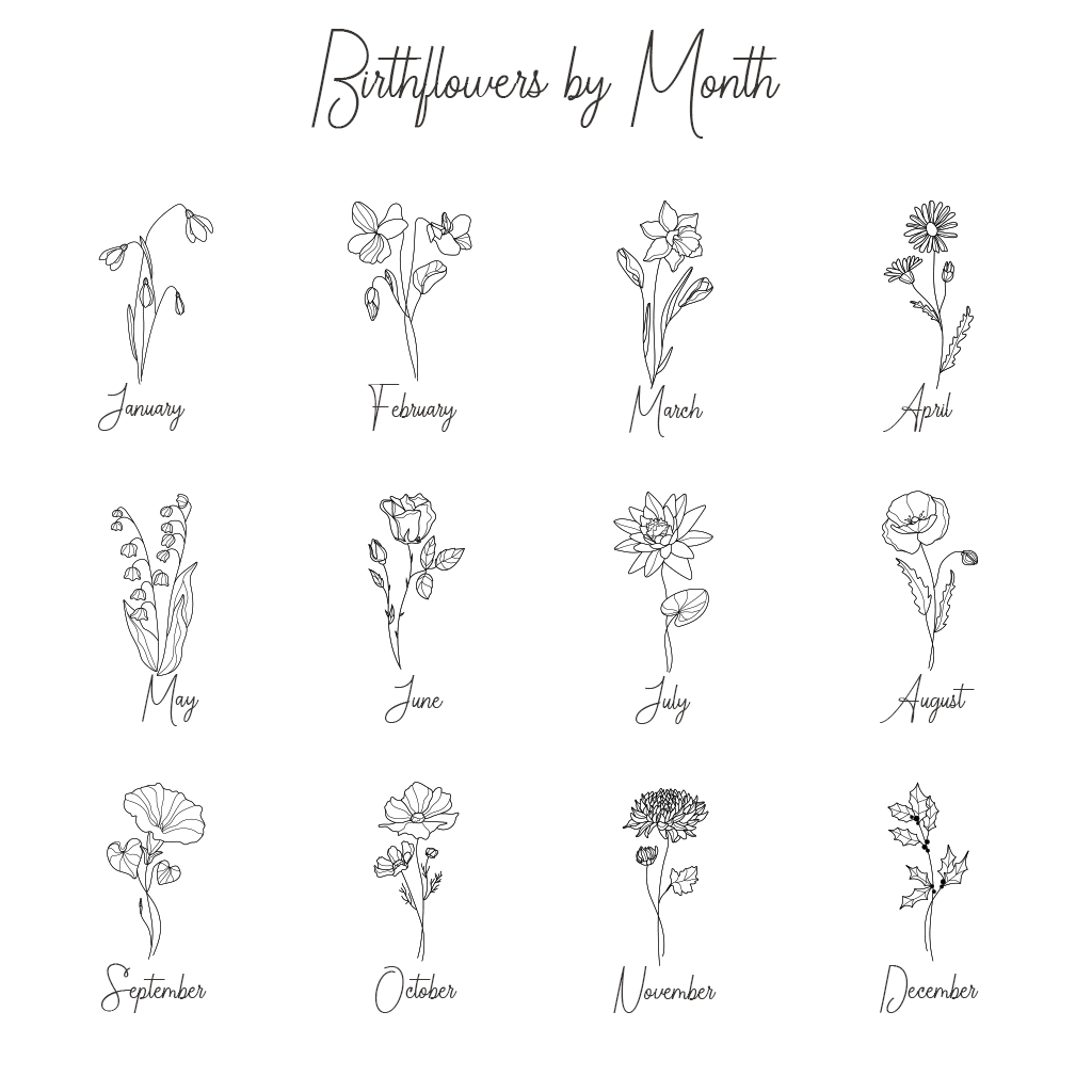 Geburtsblume Halskette mit Namensgravur