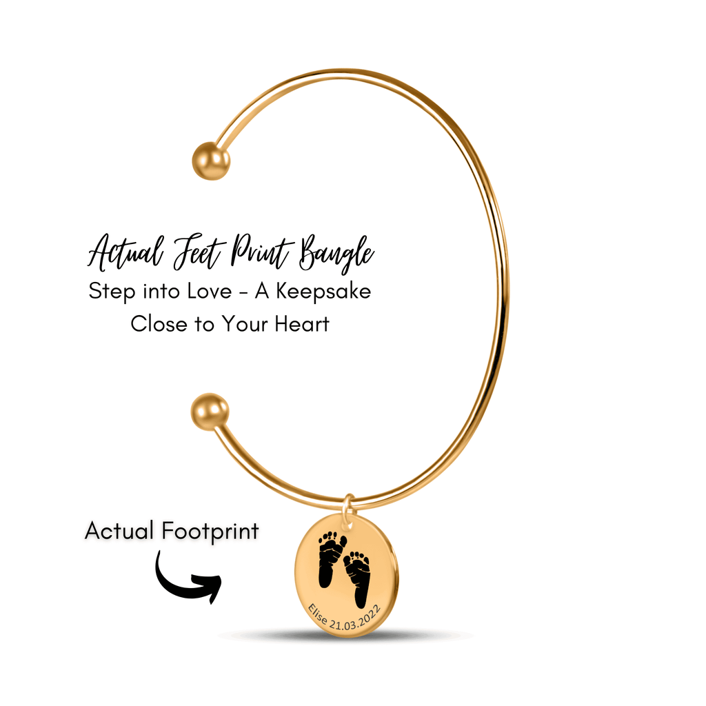 Armreif mit Babyfußabdruck – Symbol für den ersten Schritt
