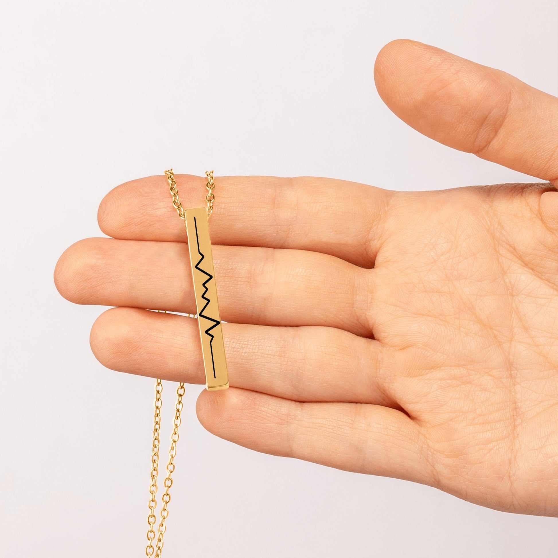 Kette mit Herzfrequenz Gravur – 3D Bar Halskette mit Babyherzschlag