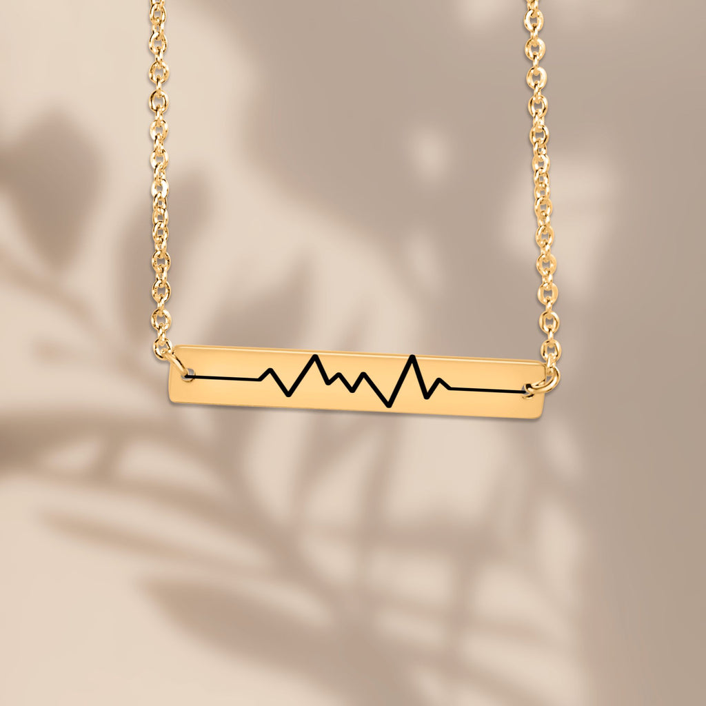 Horizontal Bar Necklace mit Herzschlag des Babys